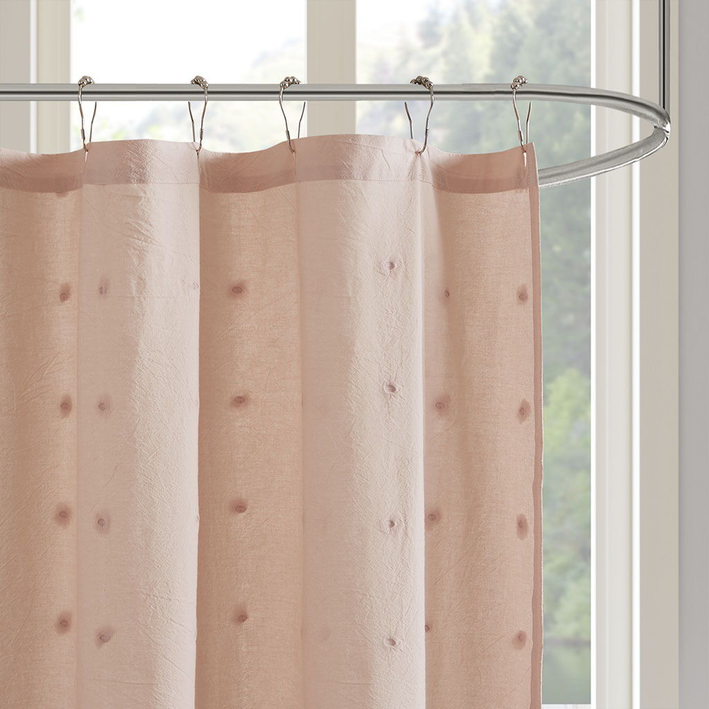 Brooklyn - Pom Pom Shower Curtain - Pink