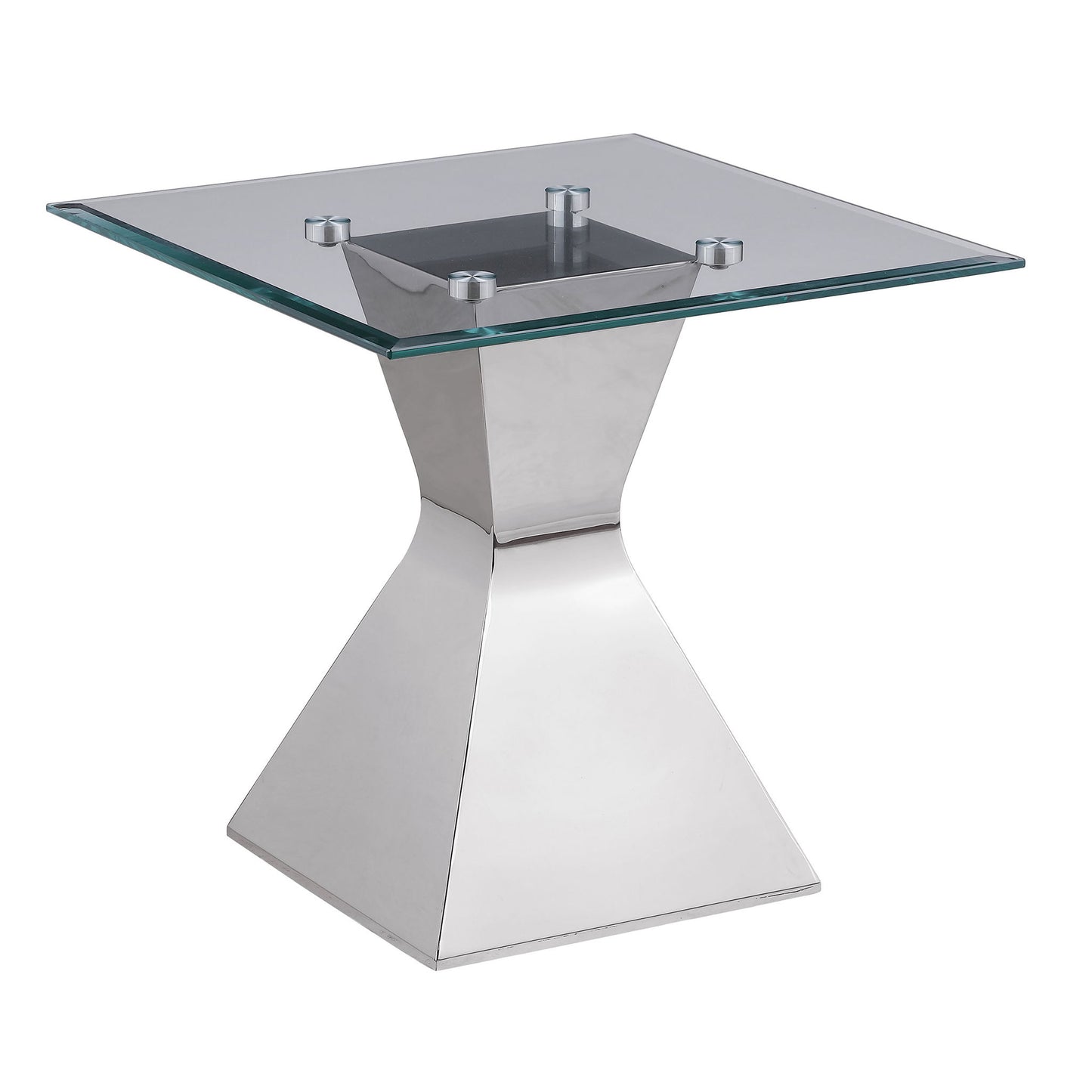 Jenny - Glass Top Stainless Steel Table