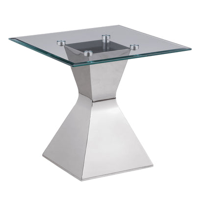 Jenny - Glass Top Stainless Steel Table