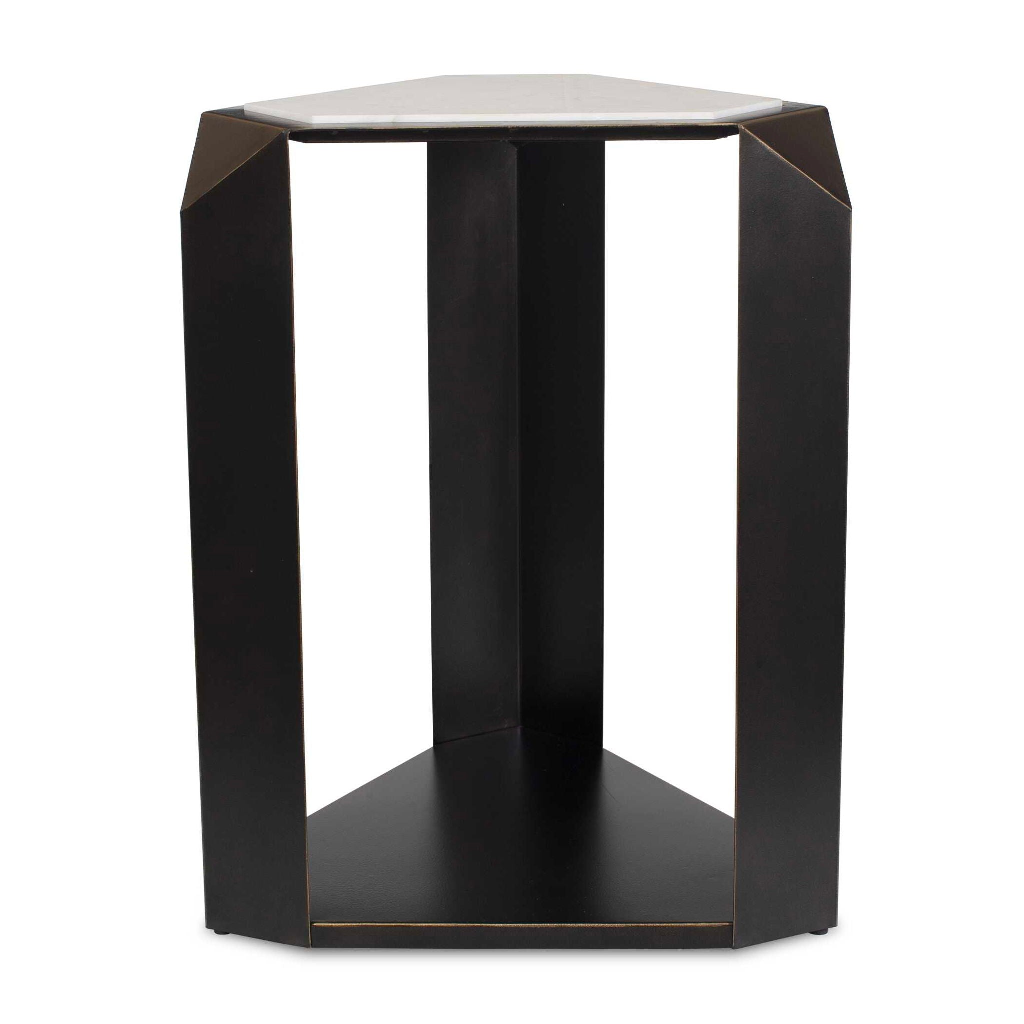 Keenan - Geometric Accent Table - Bronze / White