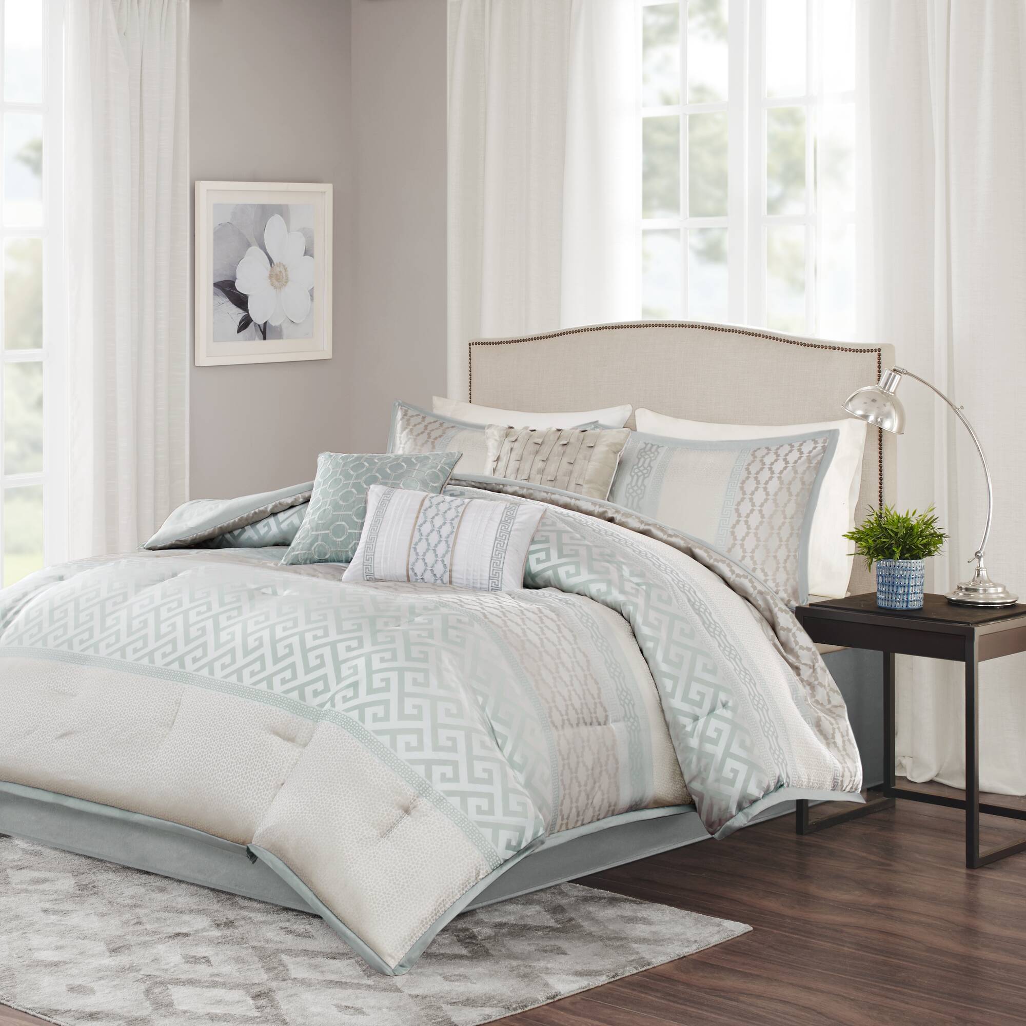 Bennett - King Piece Comforter (Set of 7) - Aqua
