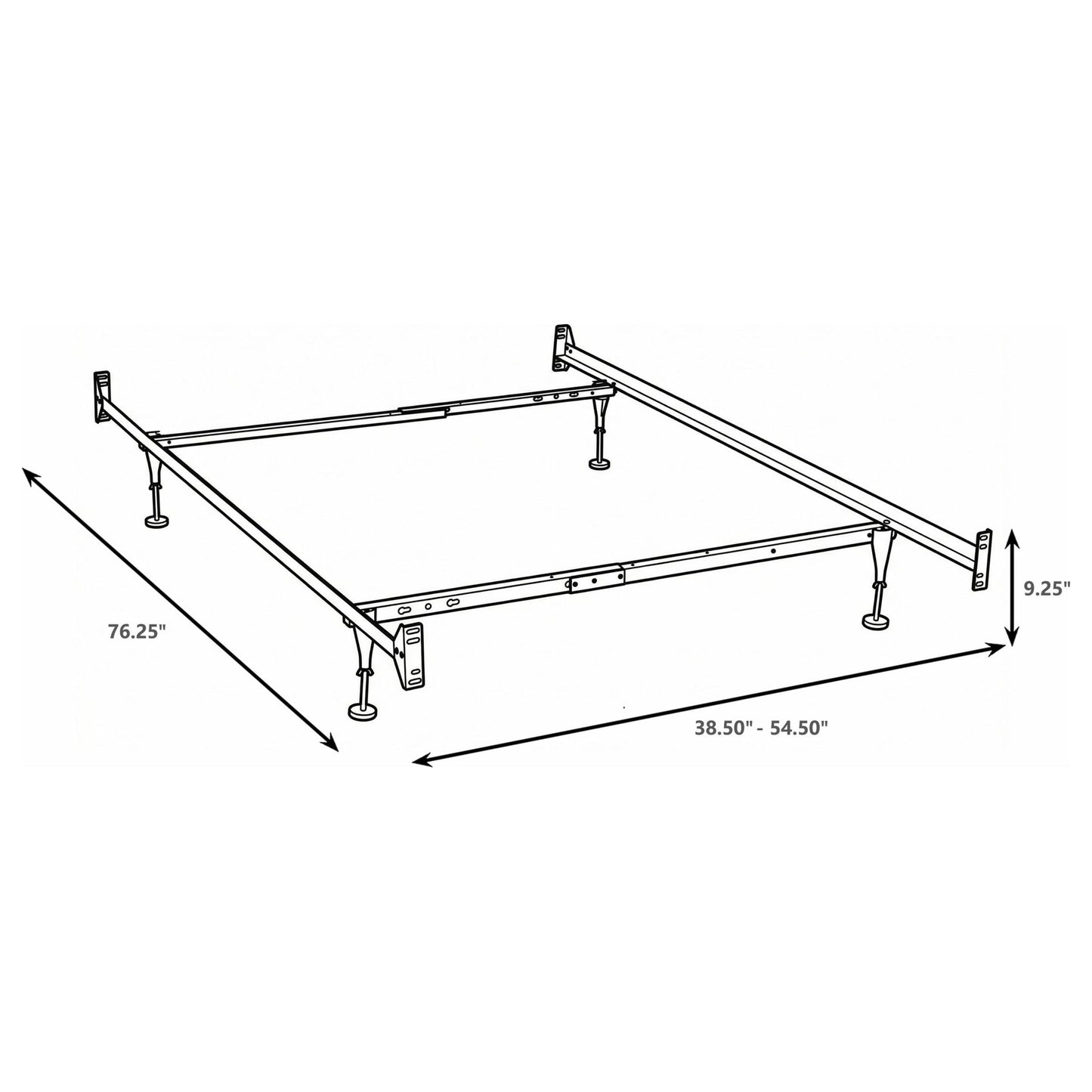 Renee - Twin / Full Bed Frame With Reinforced Center Beam And Bolt-On Construction - Black