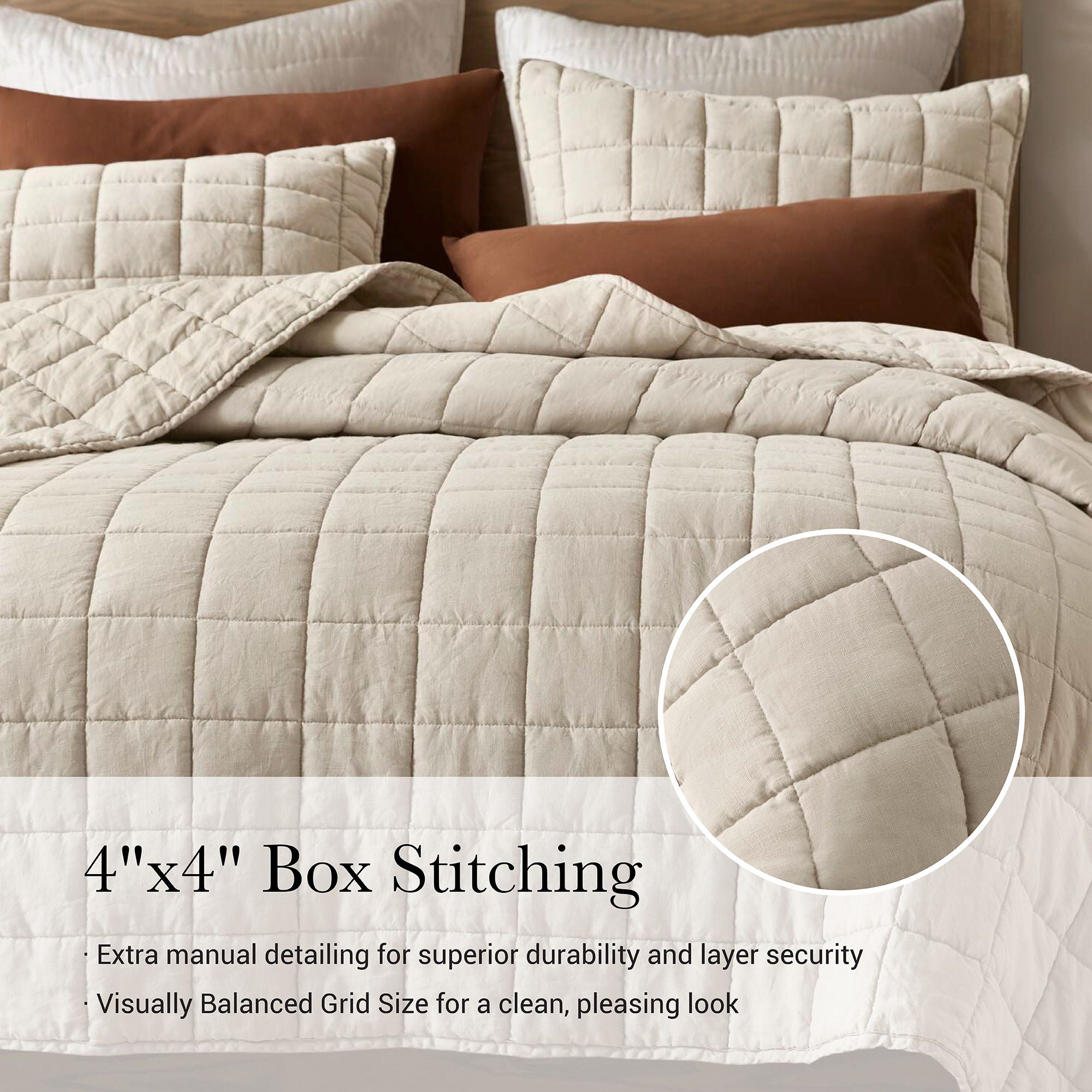 French Flax - King/California King Linen Garment Washed Quilt Set - Linen