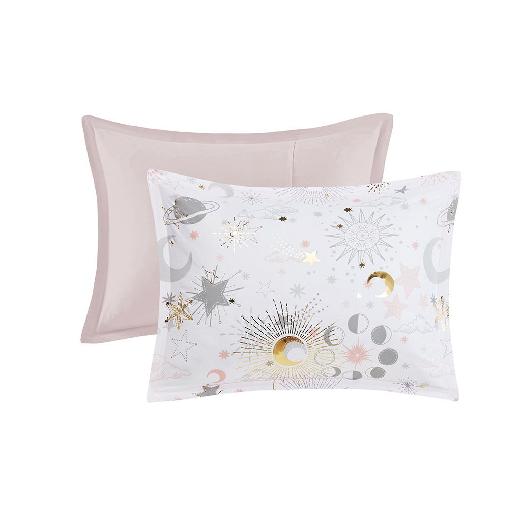 Celia - Starry Sky Metallic Printed Comforter Set - Blush