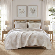 Mia Coral - 3 Piece King/California King Quilt Mini Set - Tan / Gray