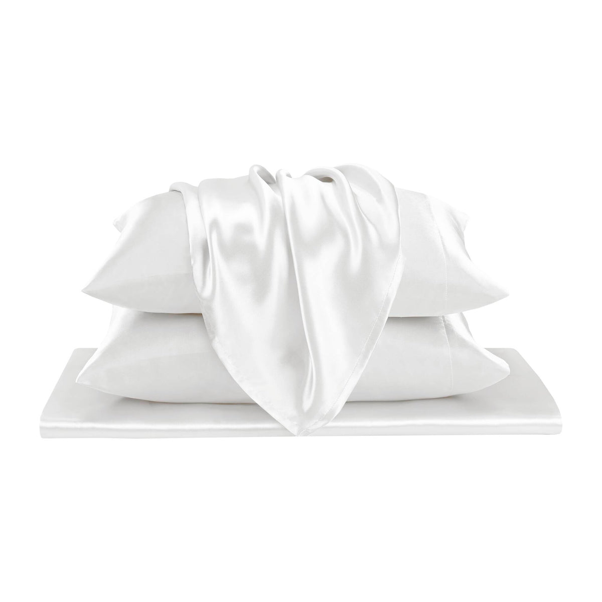 Satin - Queen Wrinkle - Free Luxurious (Set of 6) - White