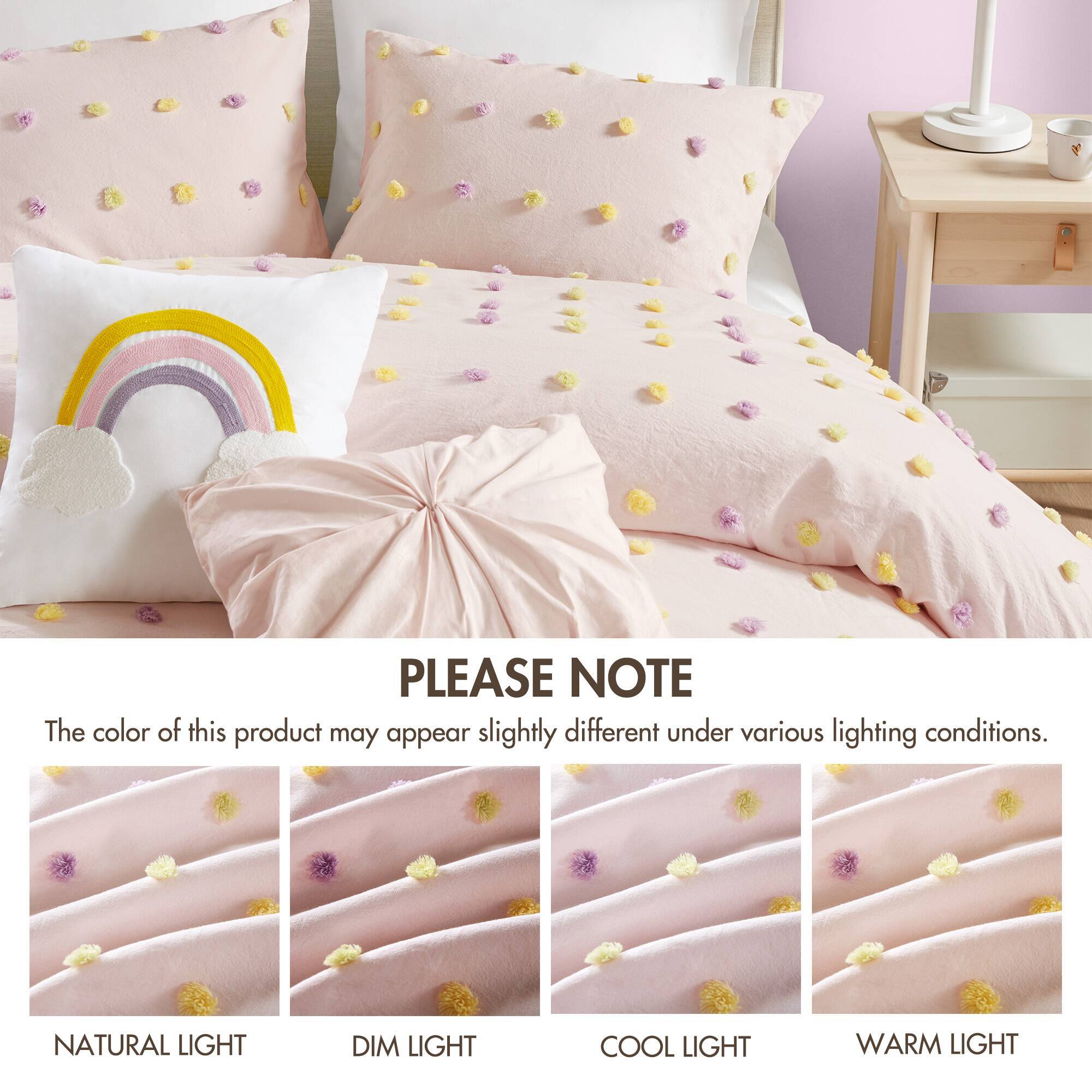 Callie - 5 Piece Full/Queen Pom Pom Comforter Set - Pink Multi