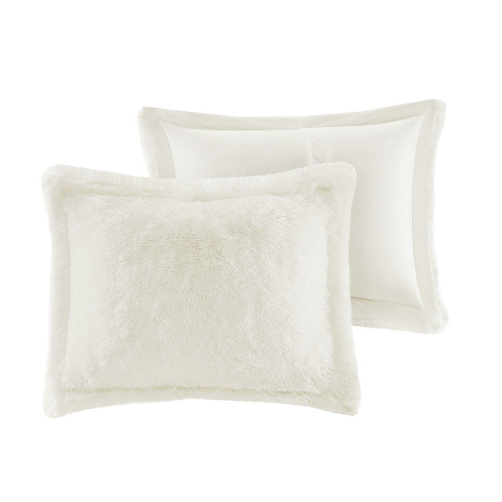 Malea - King Shaggy Duvet Cover Set - Ivory