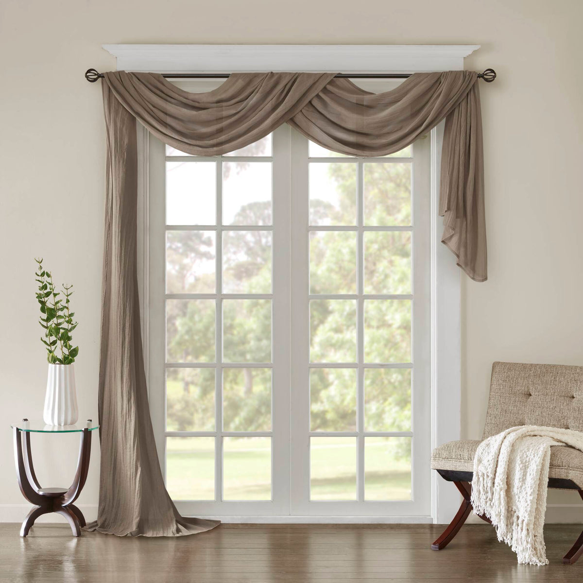 Harper - Solid Crushed Scarf Sheer - Taupe