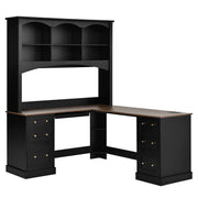 Space Saving L-Shaped Computer Desk With Keyboard Tray & Charging Stations