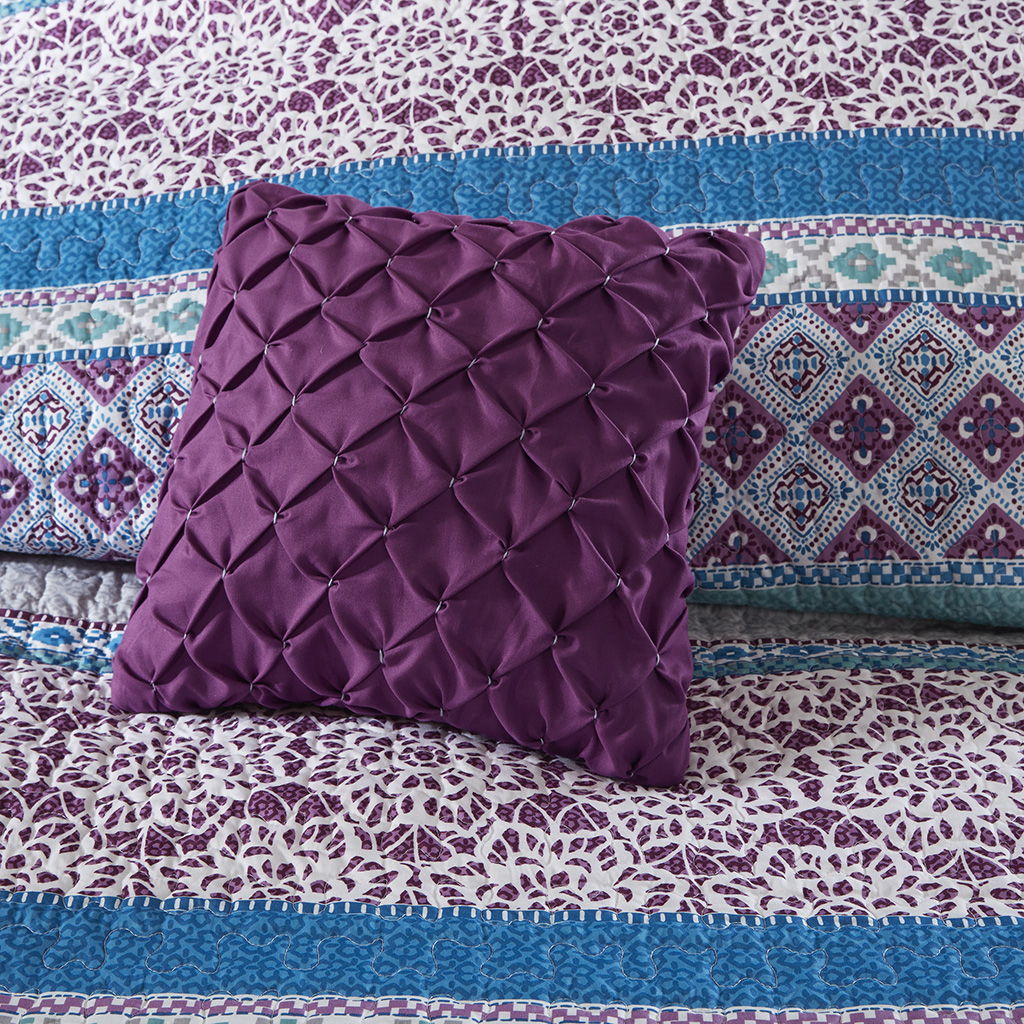 Joni - Twin Reversible Coverlet Set - Purple