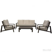 Verona - Seating 4 Pieces Set - Dark Espresso / Gray / Off White