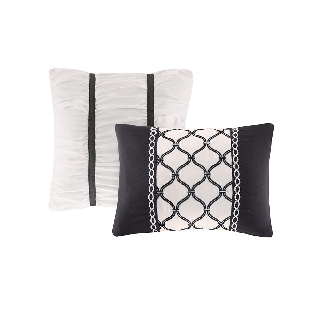 Dorsey - Floral Print Comforter Set - Black / White