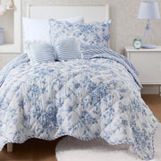 Adele - 3 Piece Twin/Twin Long Quilt Set - Blue / White