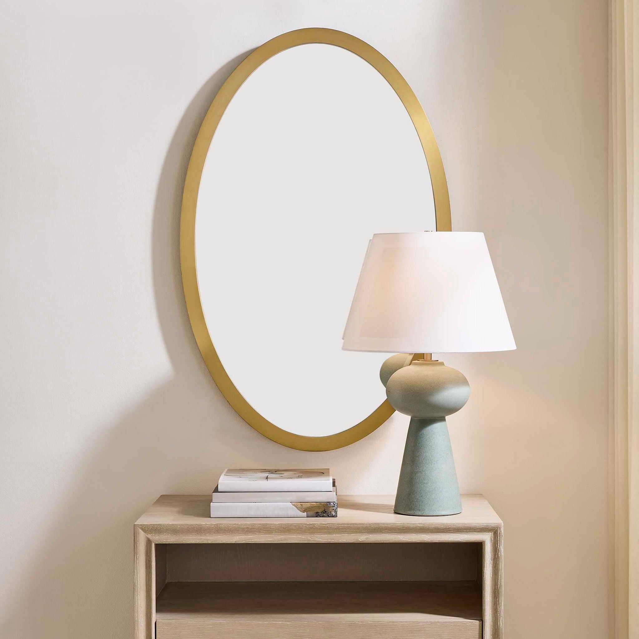 Elstree - Oval Mirror - Antique Brass