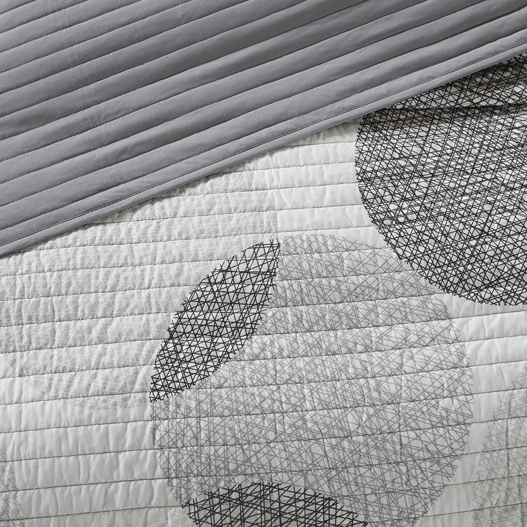 Knowles - Twin Complete Reversible Coverlet And Sheet Set - Gray