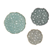 Rossi - Feather Painted Round Wall Decor (Set of 3) - Blue