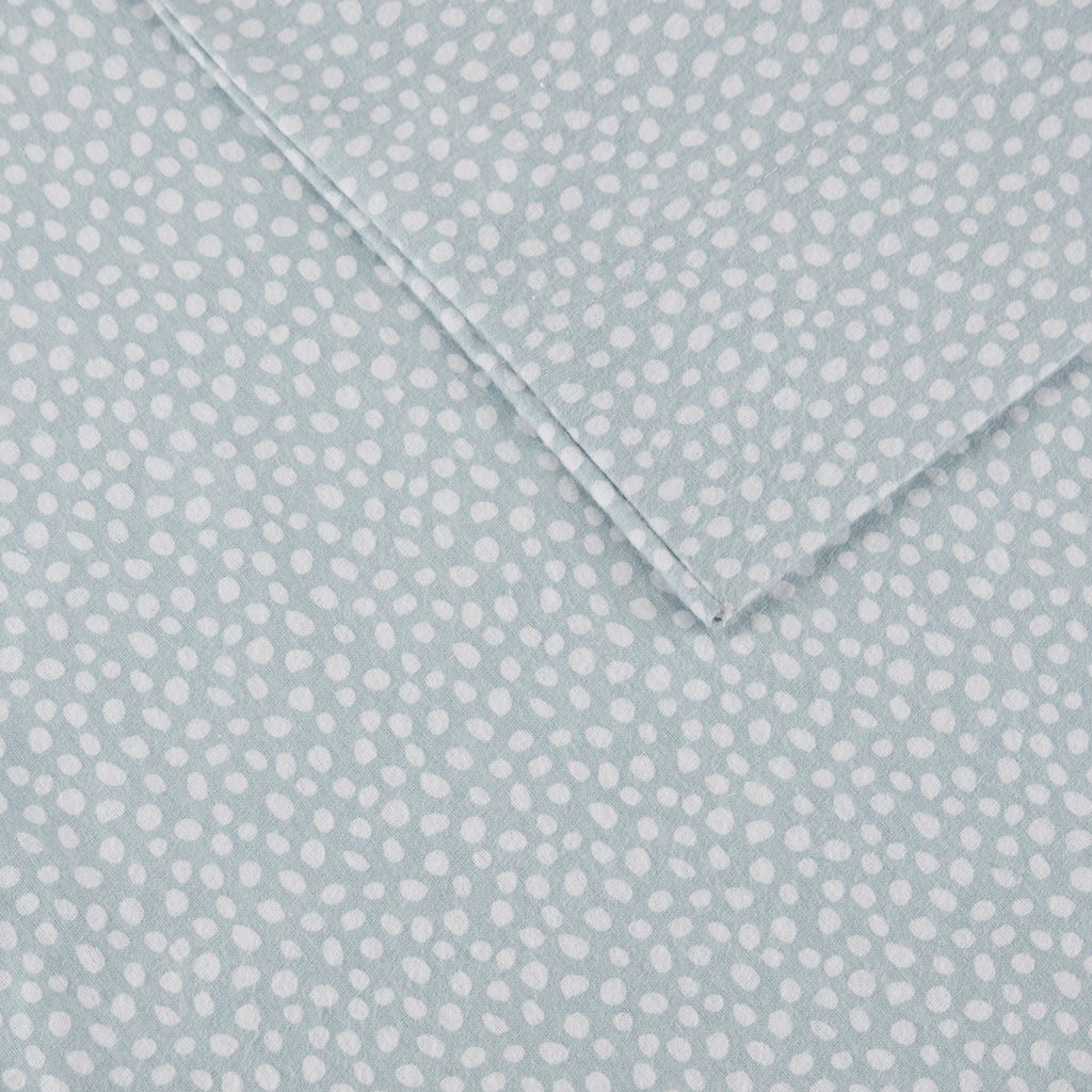 Cozy Flannel - Queen Printed Sheet Set - Aqua Dots