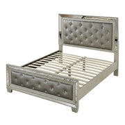 Glamorous Tufted Headboard Bed With Mirror Trim