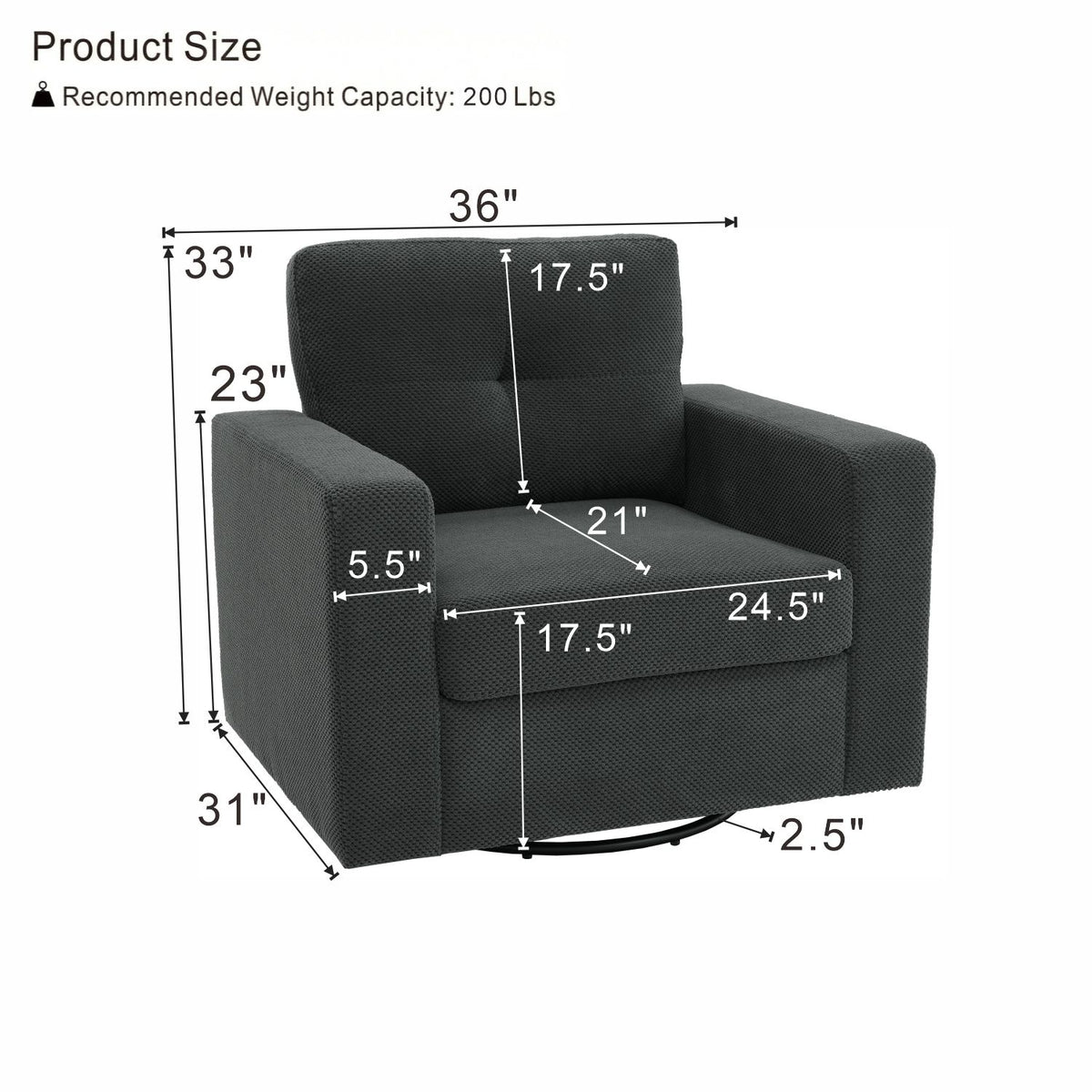 360 Degree Rotation Single Sofa Chair For Living Room