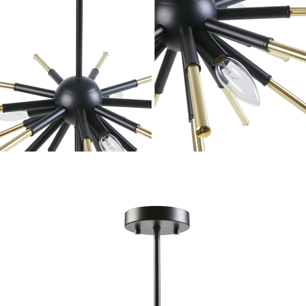 Ely - 3-Light Spiked Chandelier - Matte Black /Gold