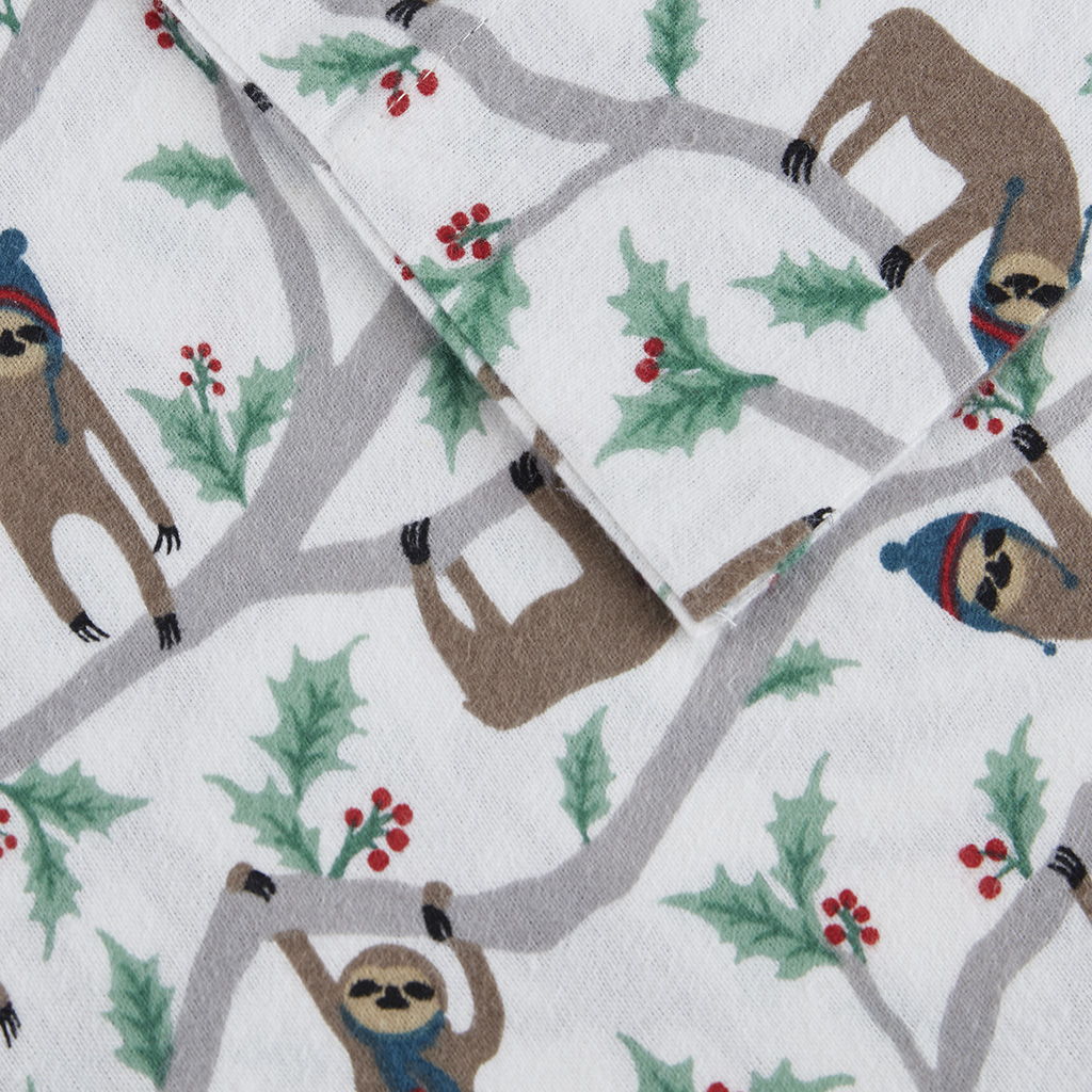Cozy Flannel - Full Printed Sheet Set - Multi Sloth