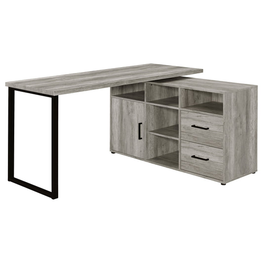 Corrado - L-Shape Office Desk With Storage - Gray