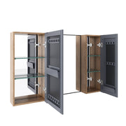 43.3" Wall Mounted Bathroom Cabinet With Adjustable Shelves, Door Storage Cabinet - Imitative Oak