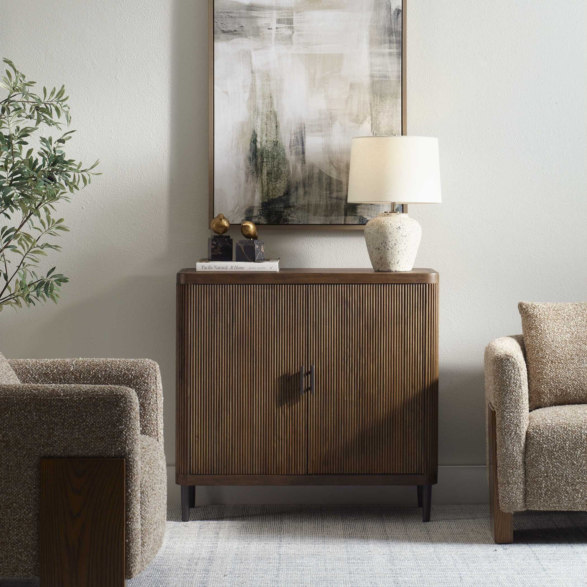 Pinstripe - 2 Door Cabinet - Dark Brown