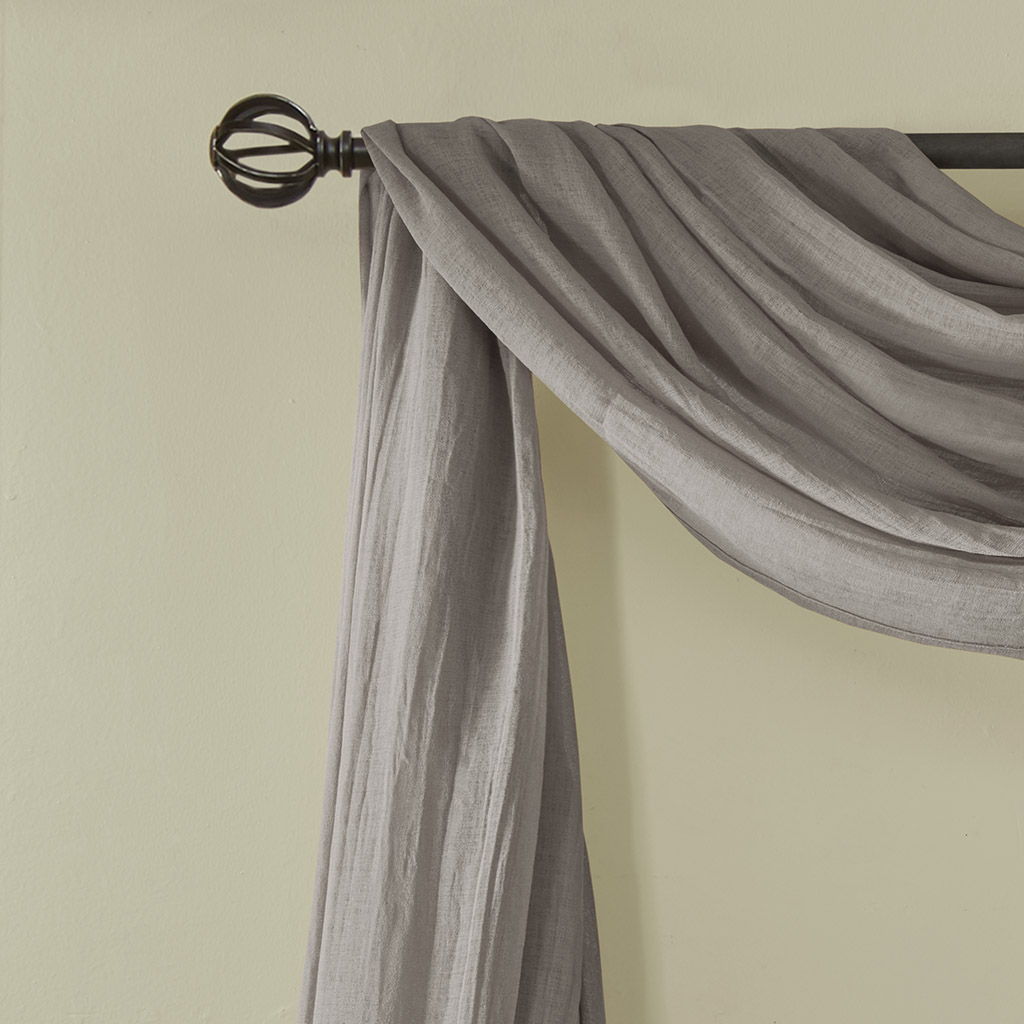 Harper - 144" Solid Crushed Scarf Sheer - Gray