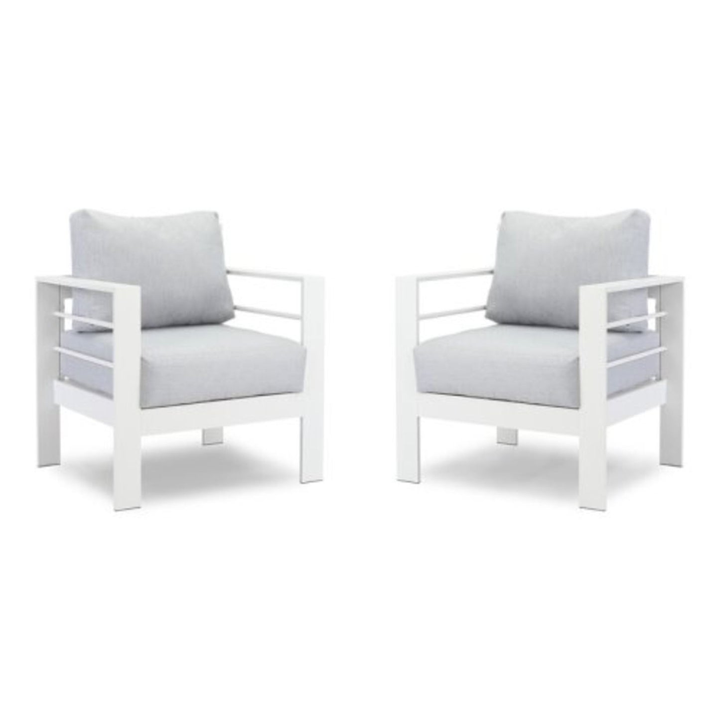 Modern All-Weather Patio Armchairs & Thick Cushions (Set of 2)