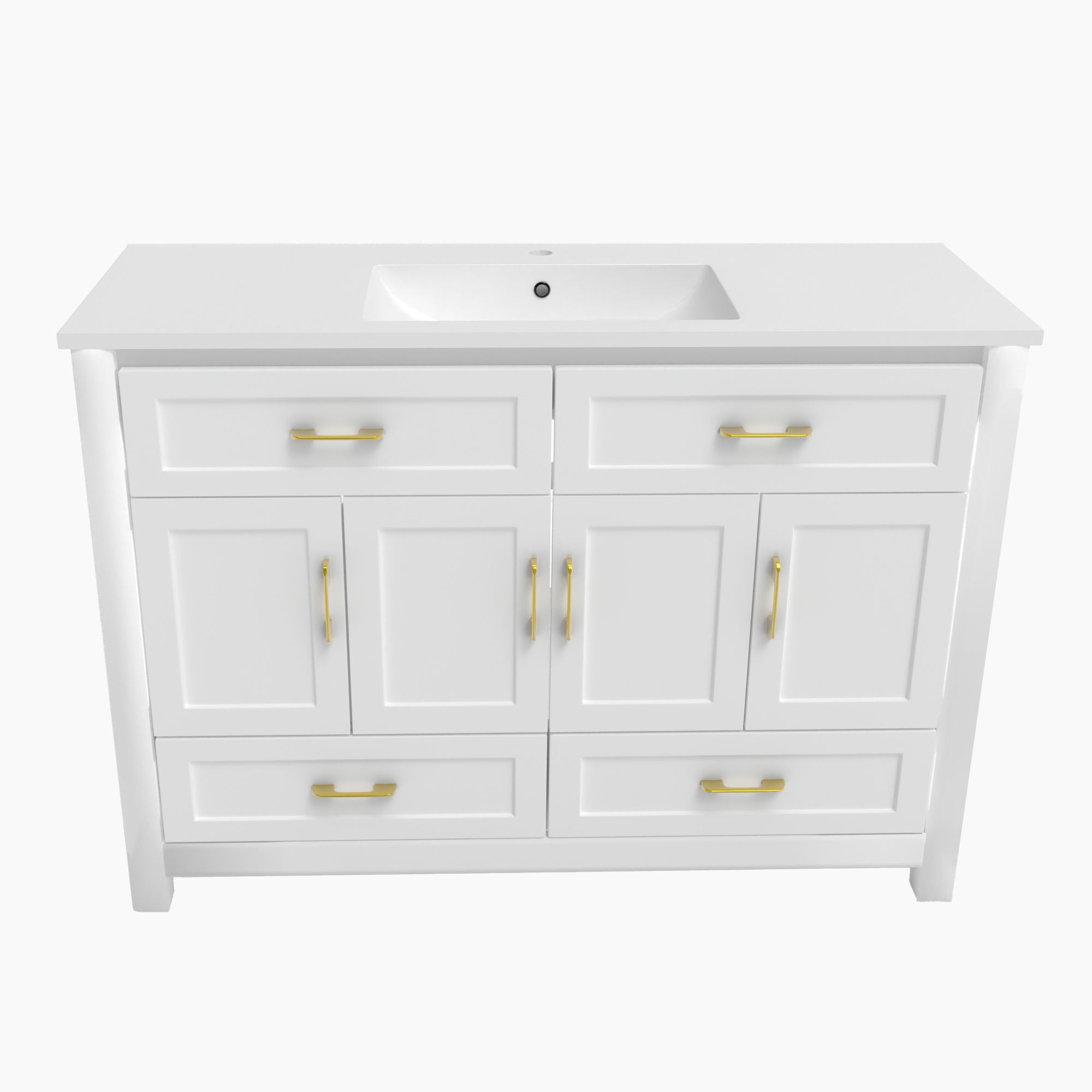Bathroom Vanity With Sink Combo, 4 Soft Close Doors And 4 Drawers