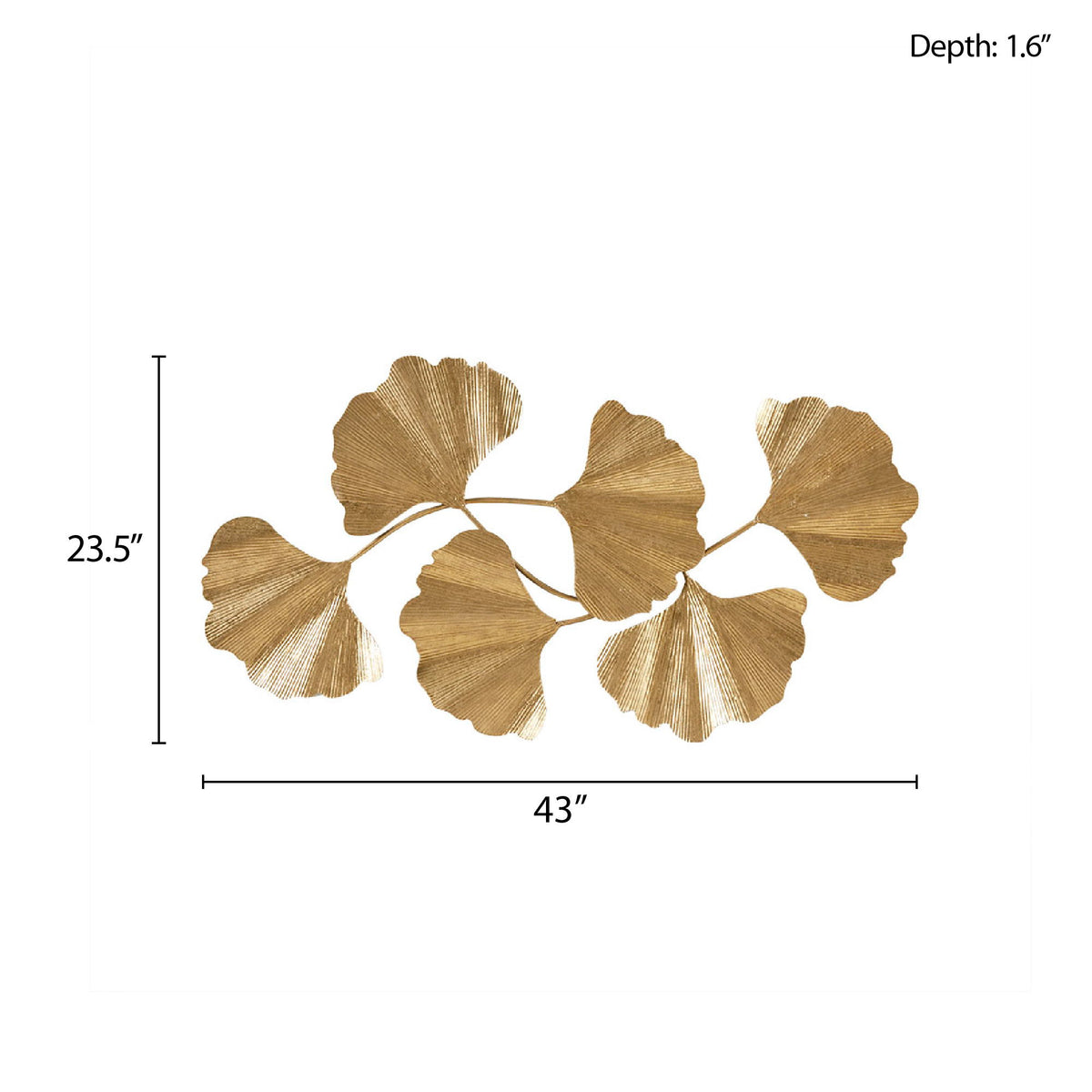 Faye - Ginkgo Leaf Wall Art - Gold