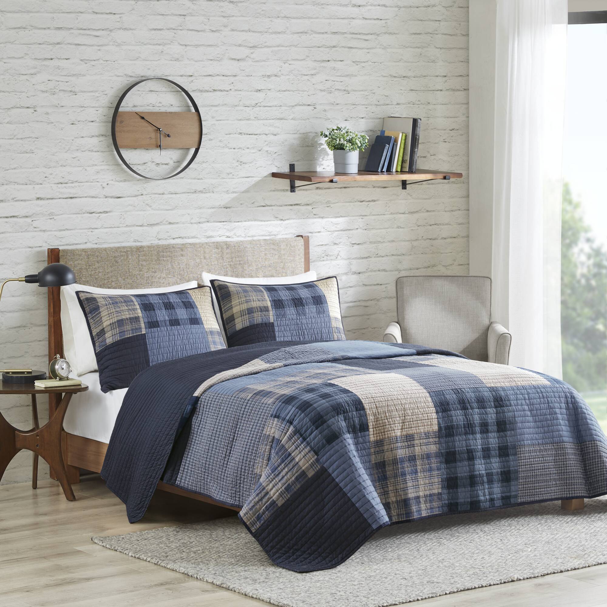 Winter Hills - Oversized Cotton Quilt Set - Blue