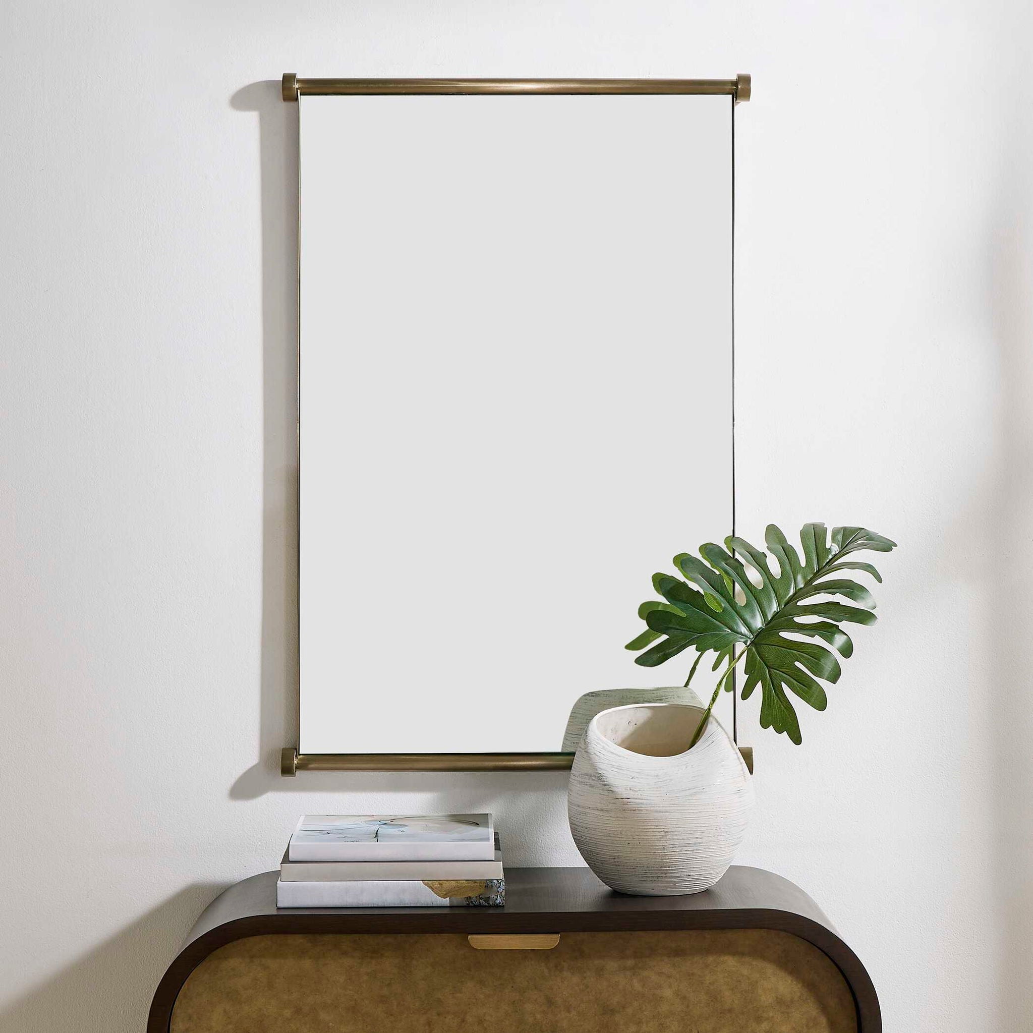 Scroll - Rectangular Mirror - Brass / Gold