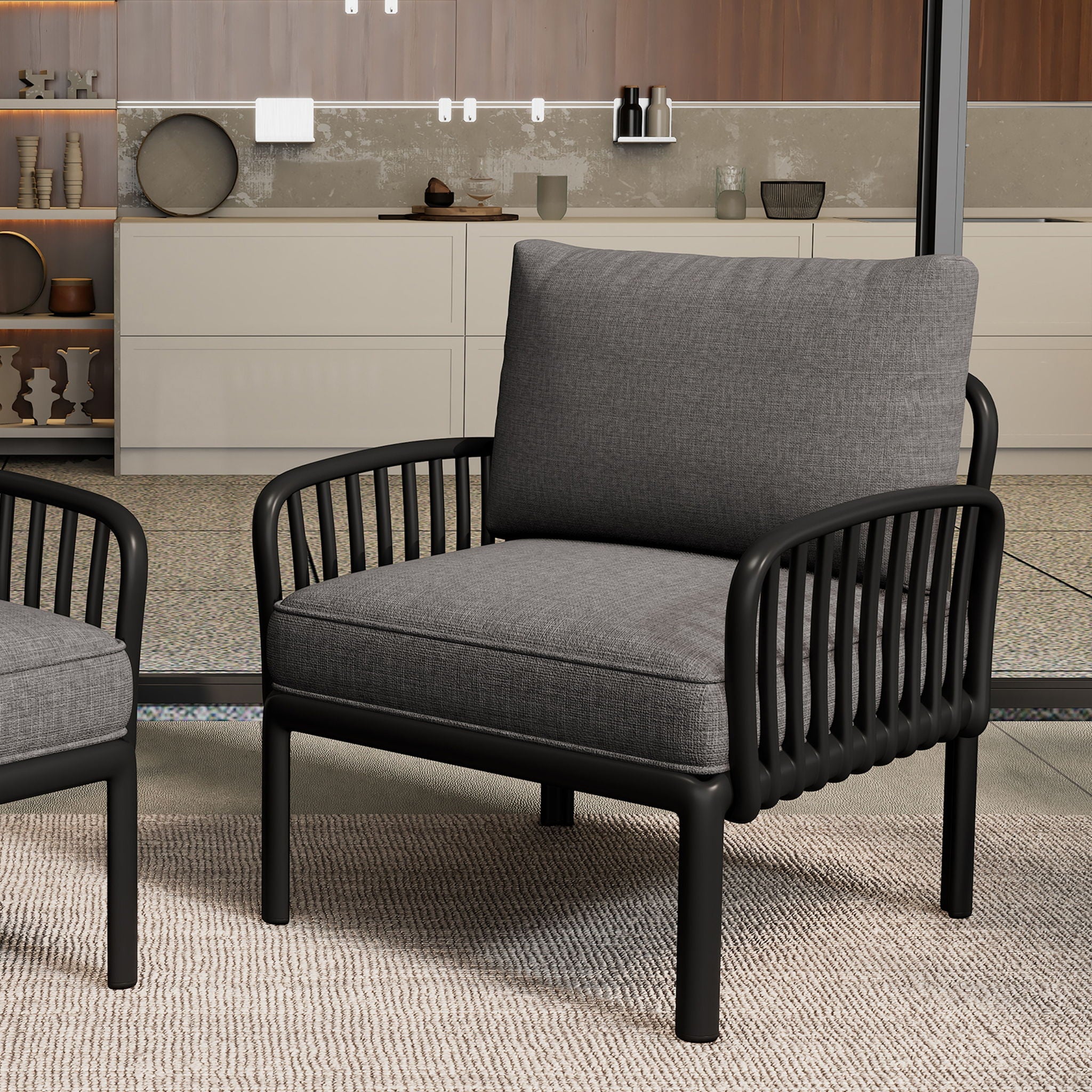 Outdoor Patio Club Chair, Waterproof Thick Cushion Deep Seating