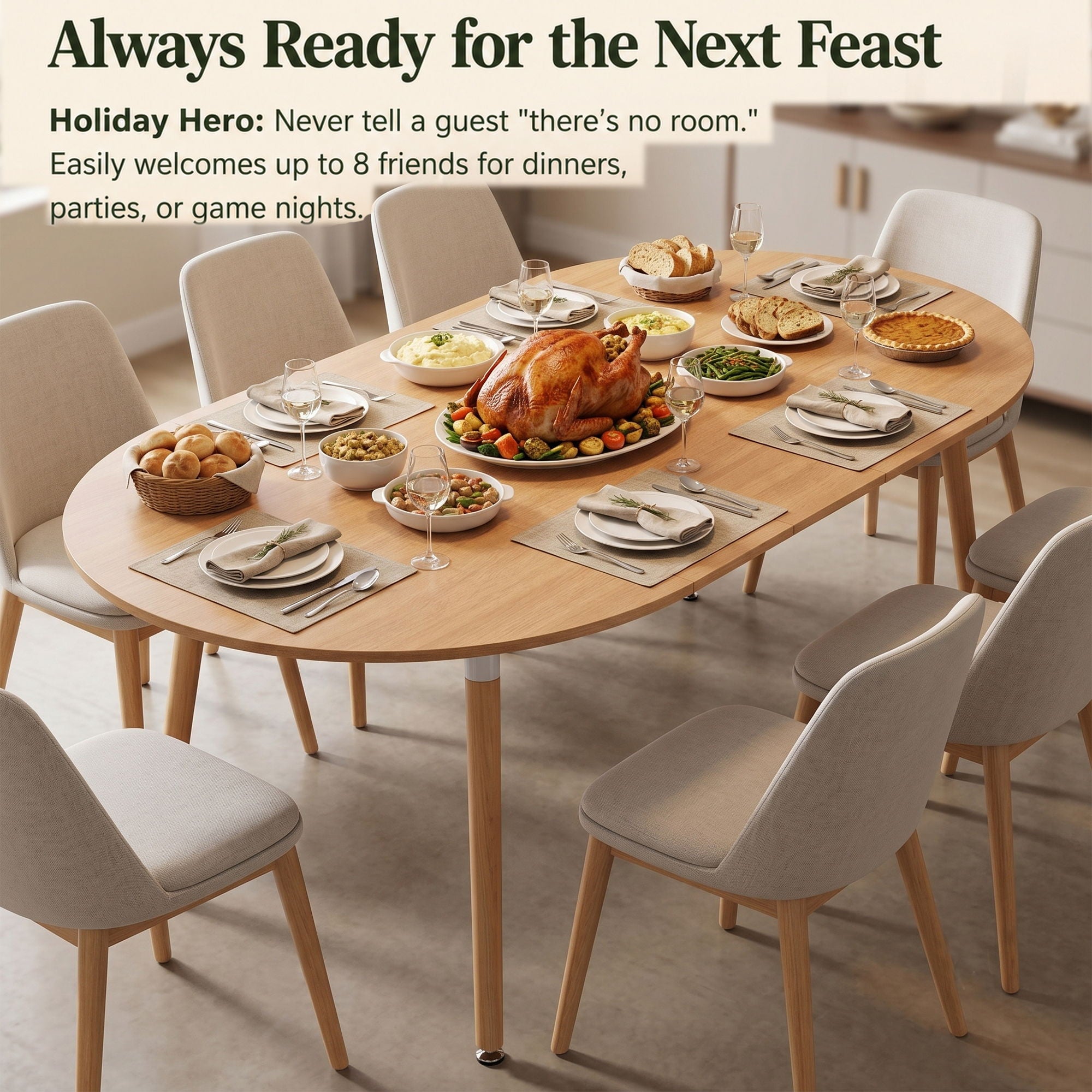 3 In 1 Extendable Dining Table - Wood