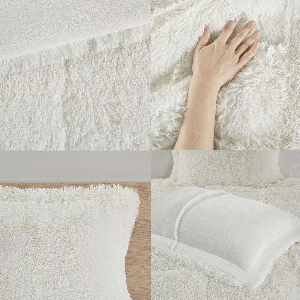 Malea - Shaggy Comforter Mini Set - Ivory