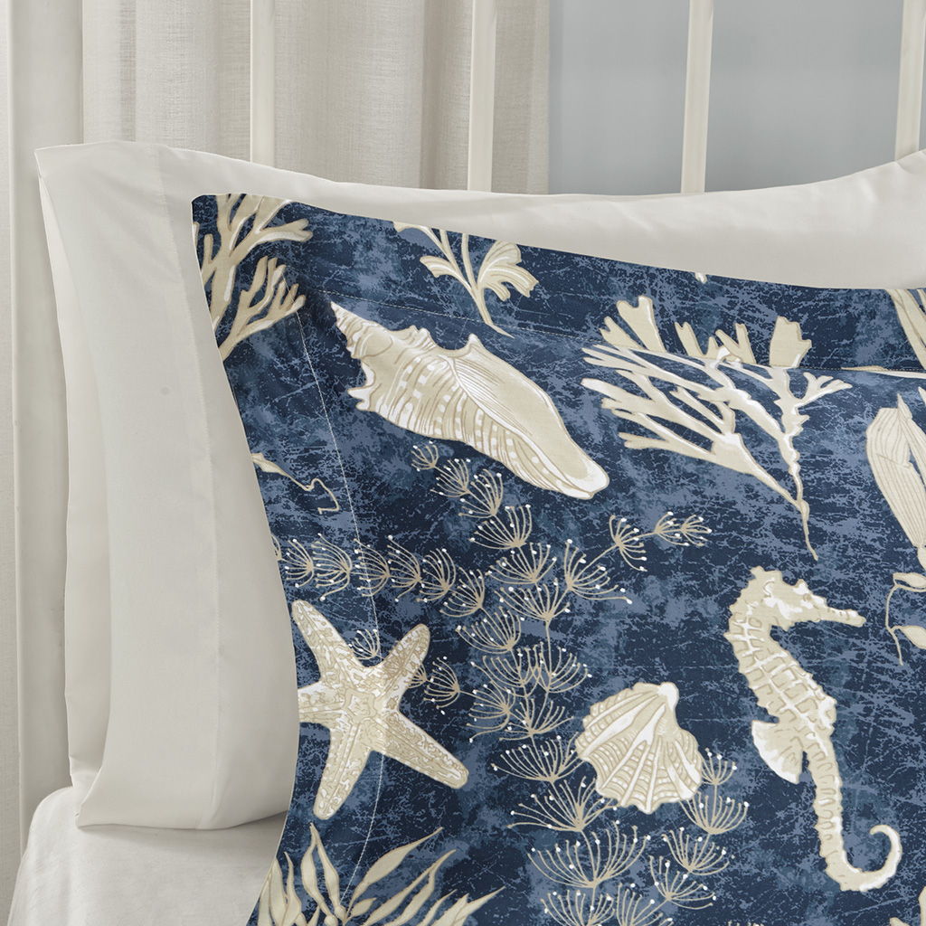 Cape Cod - Queen 7 Piece Sateen Comforter Set - Blue