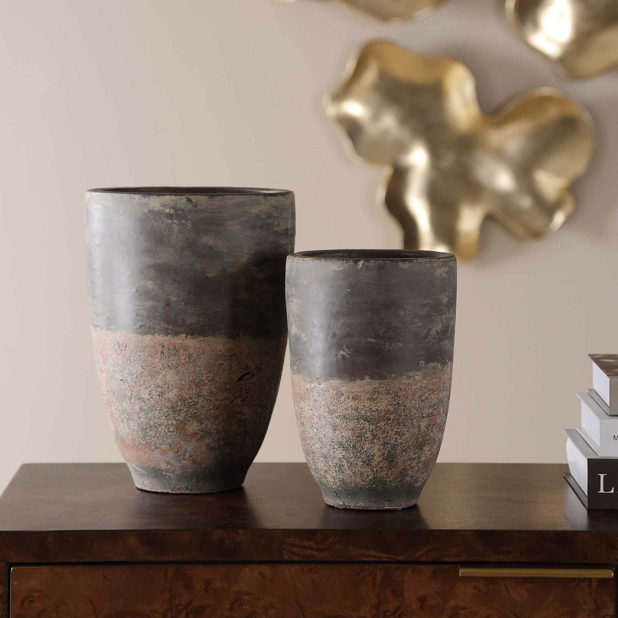 Emberwash - Planters (Set of 2) - Black / Brown