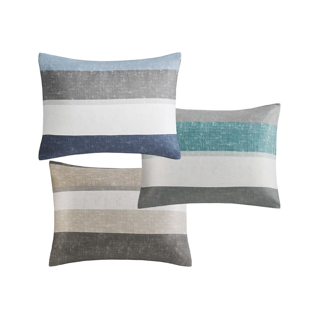 Jaxon - Stripe Comforter Set With Bed Sheets - Taupe / Gray