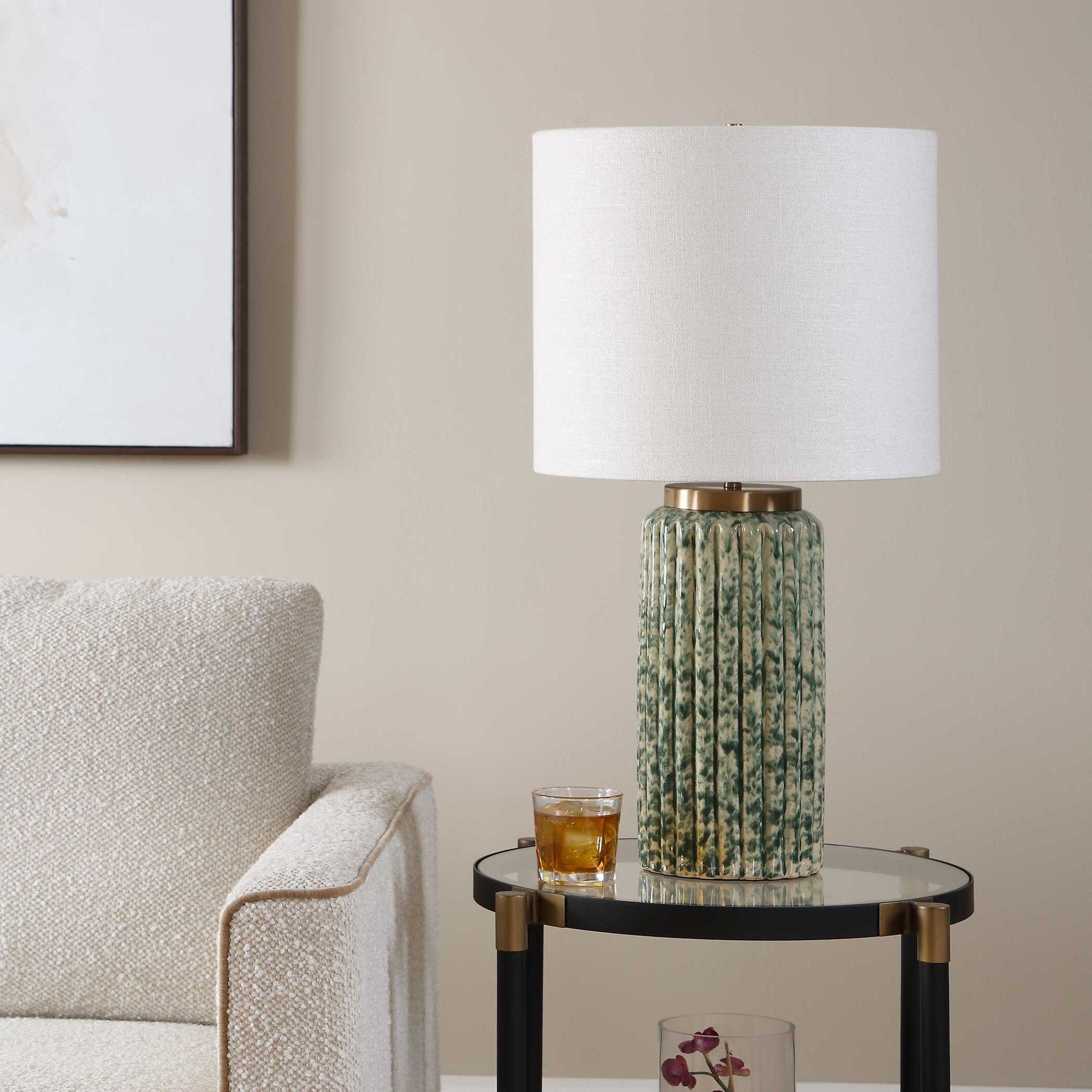 Hensley - Table Lamp - Ivory & Green