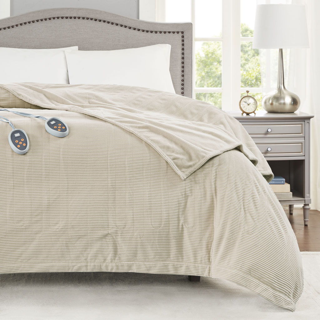 Electric Micro Fleece - Heated Blanket - Beige