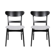 Dining Chairs With Upholstered Seat (Set of 2) - Black / Light Beige