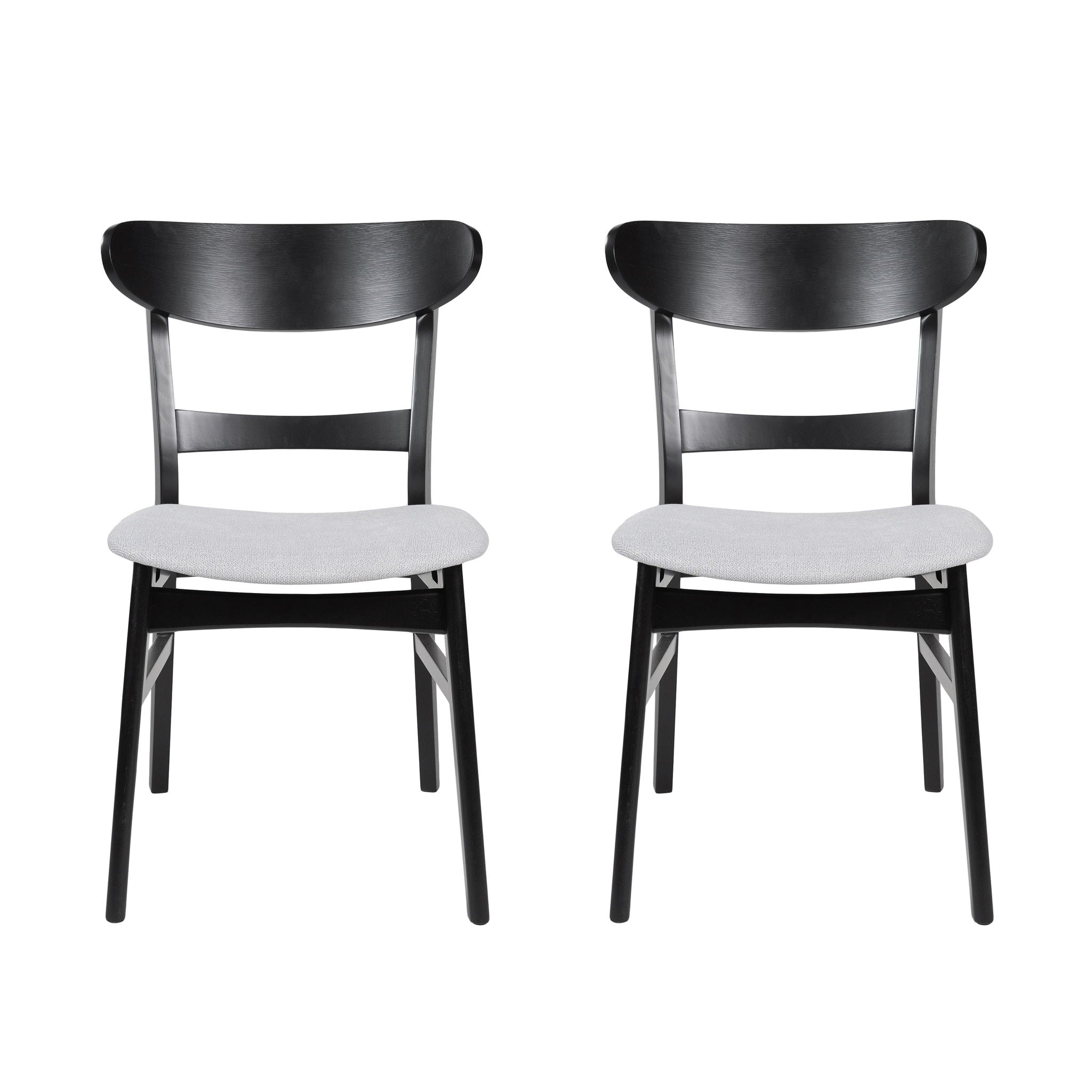 Dining Chairs With Upholstered Seat (Set of 2) - Black / Light Beige