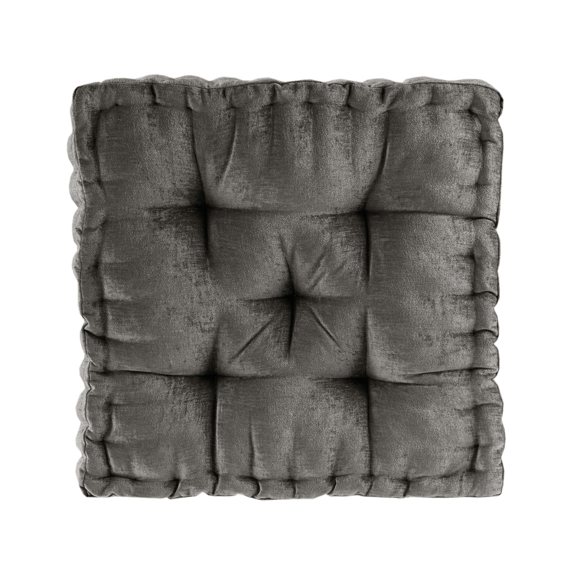 Azza - Poly Chenille Square Floor Pillow Cushion Compress Pack - Charcoal