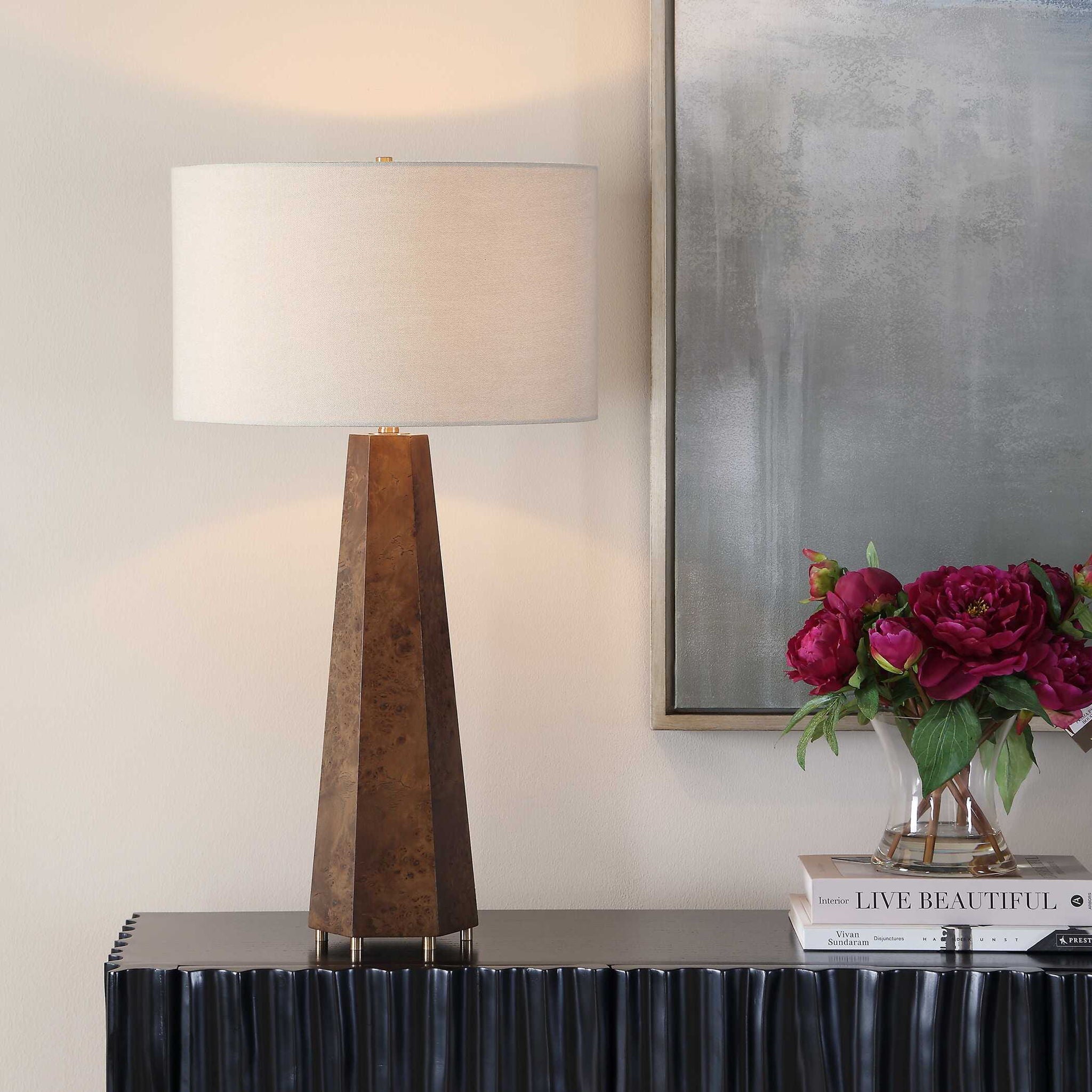 Mccaffrey - Tapered Burl Table Lamp - Woodtone