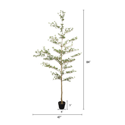 7Ft Artificial Olive Tree With Pot, Realistic Tall Fake Plant For Indoor Decoration - Green Leaves