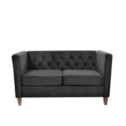 Button Tufted Loveseat, 2 Seater With Square Arm Couch For Living Room