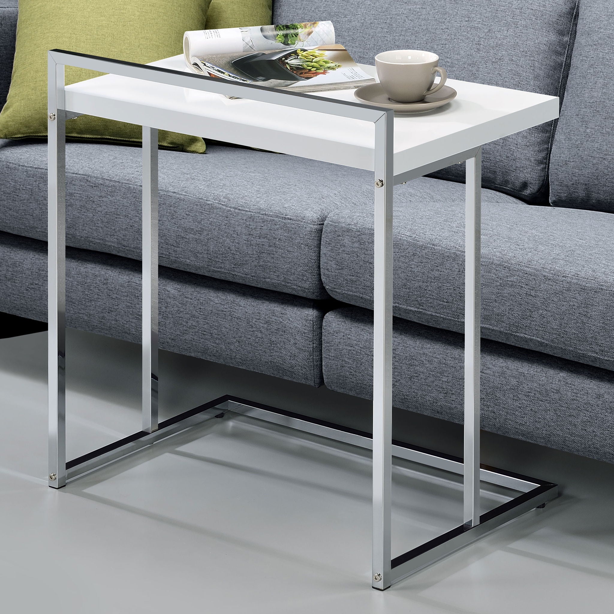 Rectangular Top Snack Table - White